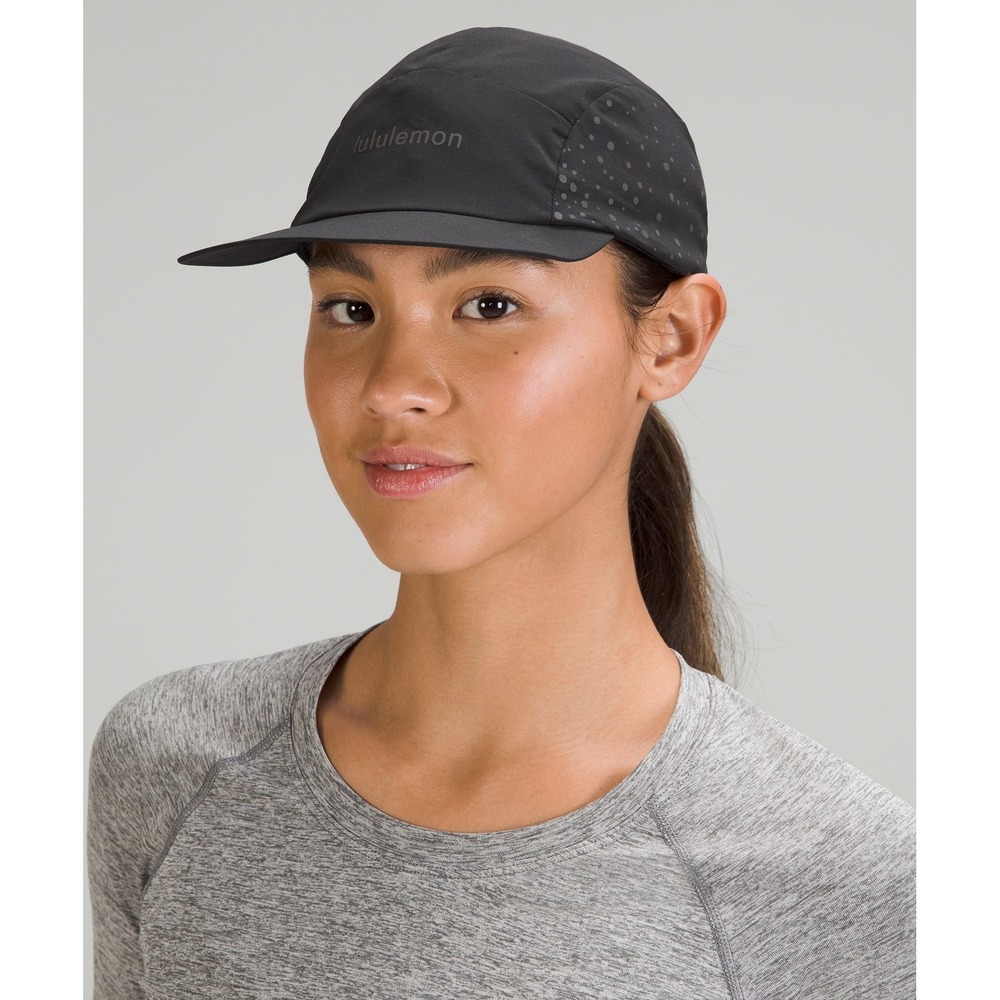Lululemon Running Hat L/XL Black Lightweight Crushable Reflective Active
